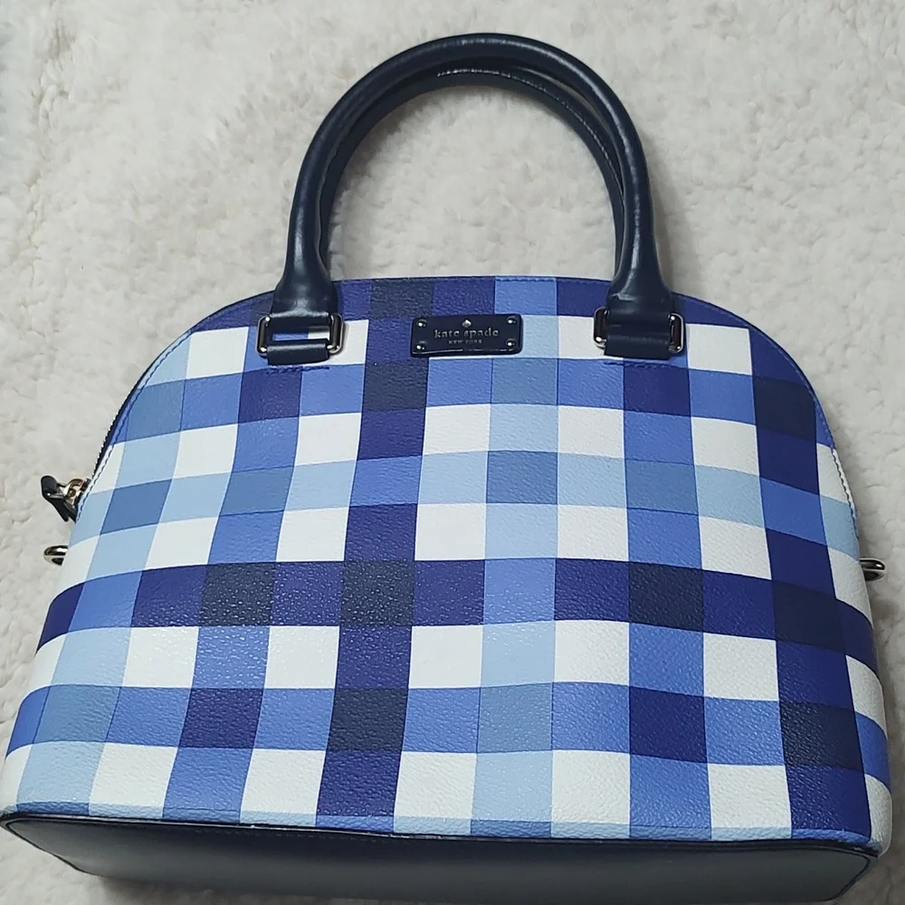 Super Rare Kate Spade Blue Plaid Bag - Picture 1 of 15